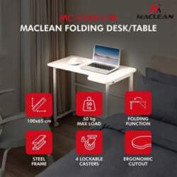 MACLEAN FOLDING DESK TABLE WITH WHEELS