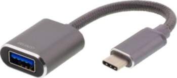 DELTACO USB-C Adapter 11cm Gray