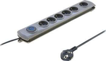 Qoltec Surge Protector 6-Outlet 10A Gray
