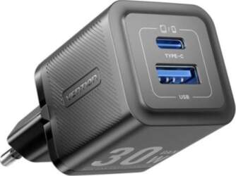 MOBILE CHARGER WALL 30W USB-C/2P BLACK
