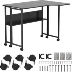 MCN Maclean Folding Desk/Table, Black, Mobile