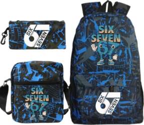 3Pcs 67 Six Seven Printed Backpack