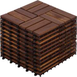 Acacia Wood Interlocking Deck Tiles Checker