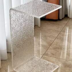 Acrylic Ripple Side Table, Clear Corner