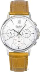 Casio Beside Analog Leather Strap Silver