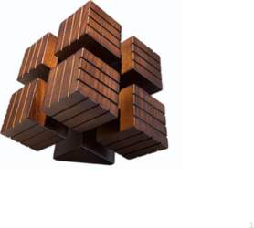 Cube Sculpture Decorative with Slatted Surface