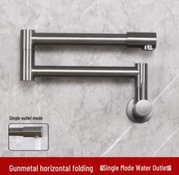 Extended Folding Wall-Mounted Kitchen Faucet gray