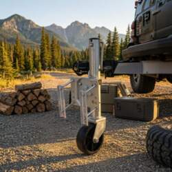 Folding Trailer Jack Support Bracket with