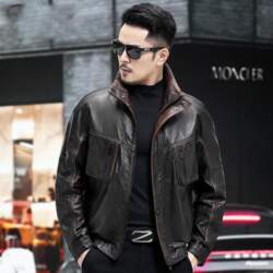 Genuine Leather Jacket Men`s First Layer