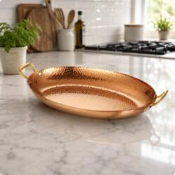 Hammered Stainless Steel Serving Pan Loop