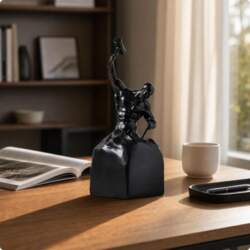 Human Figure Sculpture Minimalist with Cube