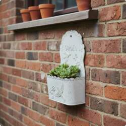 Metal Hanging Planter 3D Raised Pattern