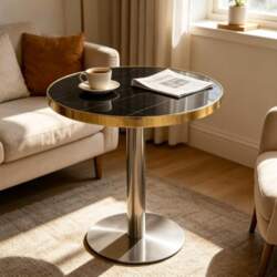 Modern Round Side Table with Gold-Colored