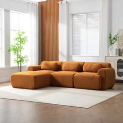 Modular compression sofa made of chenille