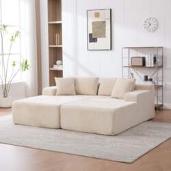 Modular compression sofa made of chenille