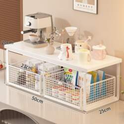 Multi-Layer Kitchen Mesh Shelves Solid Wood