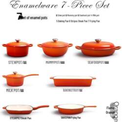 Multi-Purpose Enamel Cast Iron Pot Set: