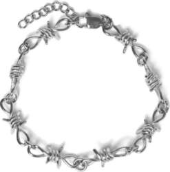 Silver barbed wire bracelet, adjustable for