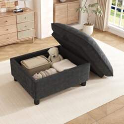 Sofa Stool with Storage, Chenille, Padded