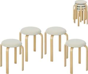 Upholstered Stools Set of 4, Stackable