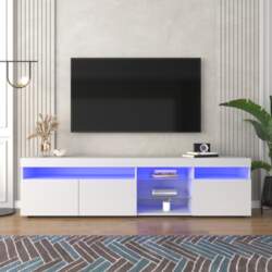 White Modern TV Cabinet, Light Panel