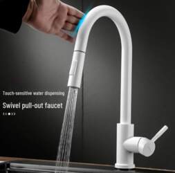 White Oat Kitchen Pull-Out Rotating Faucet