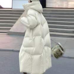 Womens Long White Duck Down Jacket