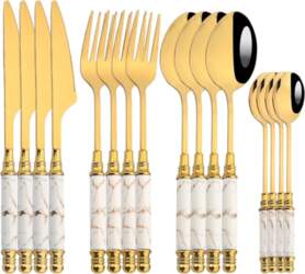 16Pcs Tableware Set Cutlery Set Mirror