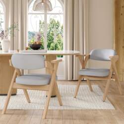 2 Foldable Solid Wood Dining Chairs