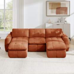3-Seater U-Shaped Frameless Modular Sofa, Cloud-Soft