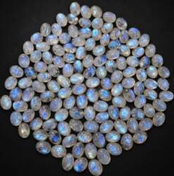 AAA+ Rainbow Moonstone Oval Flat Back