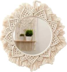 Boho Makramē Austs Apaļš Spogulis Liels