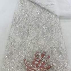 Bugle Bead Sequin Embroidery on Mesh