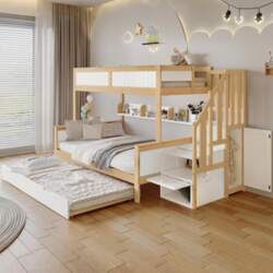 Bunk Bed with Guardrail, Three Bed