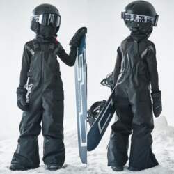 Children`s Multicolor Patchwork Ski Suit: Padded