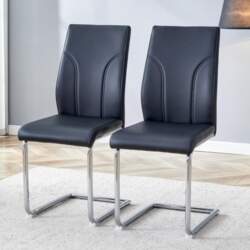 Dining Chairs, Black PU Material, Set