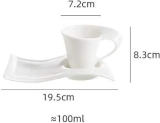European Ceramic CoffeeCups Set with Wave