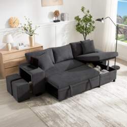 Folding Sofa with Sleep Function, L-Shaped