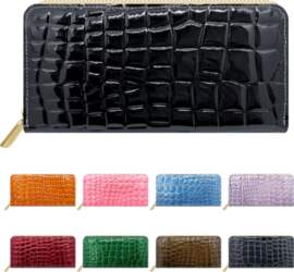 Genuine Leather Round Wallet with Zipper