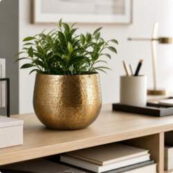 Hammered Flower Pot Round Planter Luxurious
