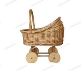 Handwoven Wicker Baby Bassinet Stroller -
