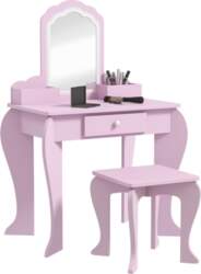 Kids Vanity Table with Mirror, Stool