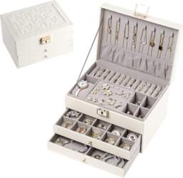 Large Capacity Leather Jewelry Box with