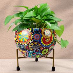 Large Metal Flower Vase Pot With