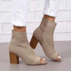 Modes Peep Toe melns audums adīšana