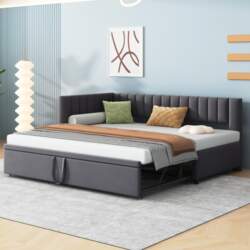 Multifunctional L-shaped sofa bed with pull-out