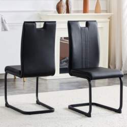 Set of 2 Black PU Material