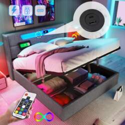 Upholstered Double Bed, USB Type C