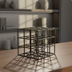 Wire Cube Sculpture Modern Minimalist Geometric