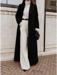 Womens Long Wool Blend Coat Winter